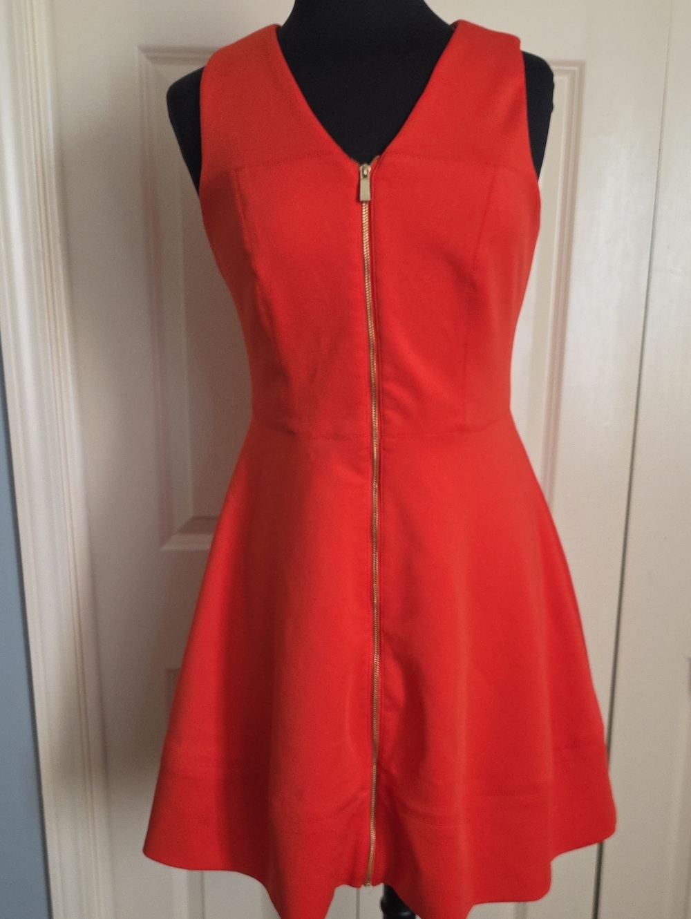 Vince Camuto Bright Red Sleeveless Zip-Front Fit & Flare Dress